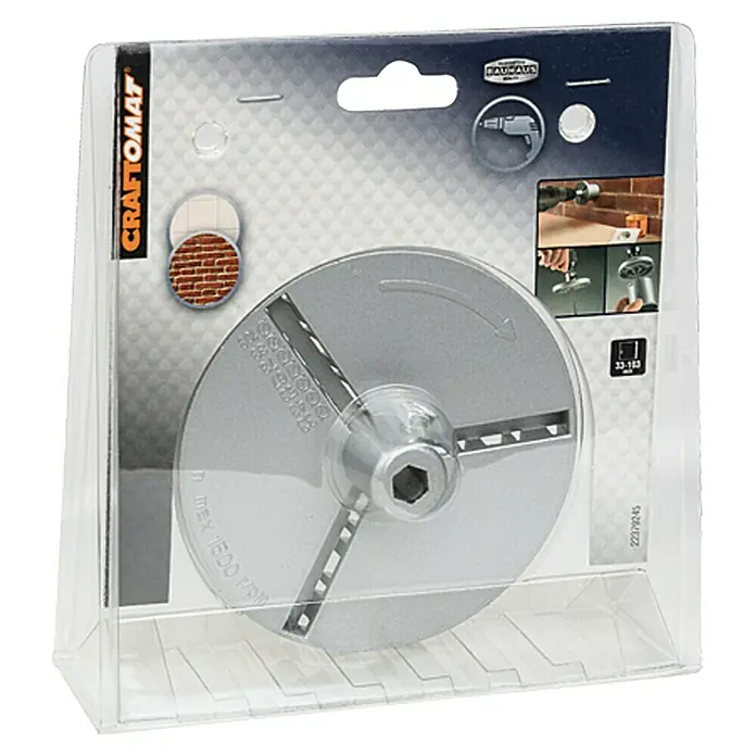 Craftomat Pieza de fijación - Diámetro vástago: 33 mm - Fresadora de cajas Craftomat en embalaje transparente. Ideal para fresar orificios para enchufes e interruptores de luz en mampostería.