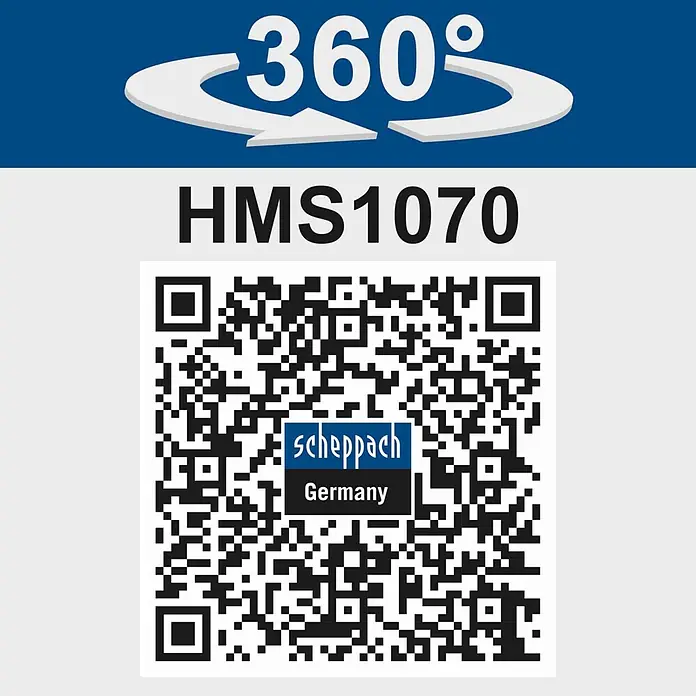 Scheppach Abricht-Dickenhobelmaschine HMS1070 - 1.500 W, Hobelbreite: 254 mm - QR-Code für Scheppach HMS1070 Produkt mit 360°-Ansichtssymbol.