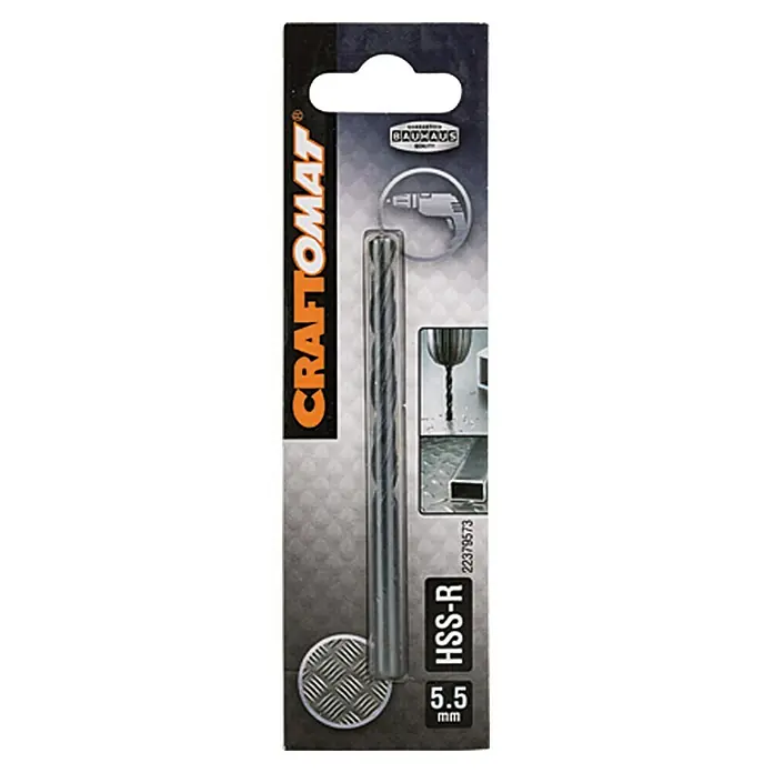 Craftomat Metallbohrer - HSS-R, Durchmesser Bohrer: 5,5 mm - Abbildung einer Craftomat HSS-R Metallbohrer-Verpackung, Größe 5.5 mm, ideal für präzise Bohrarbeiten.