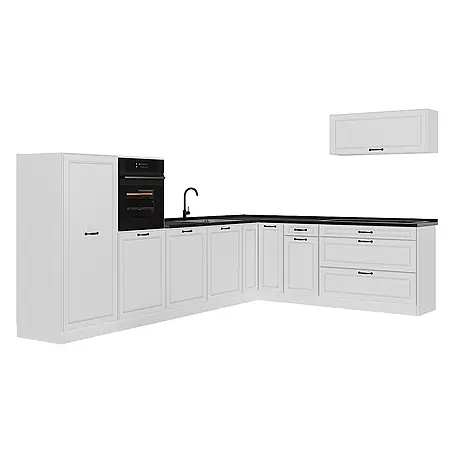 Eckküche R-Line 327 cm Weiß Landhaus Art.-Nr. 68250