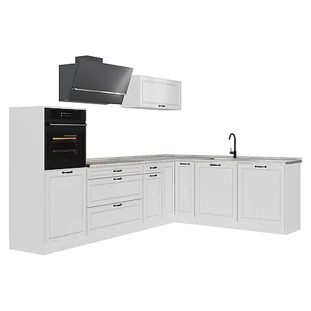 Eckküche R-Line 287 cm Weiß Landhaus Art.-Nr. 68216