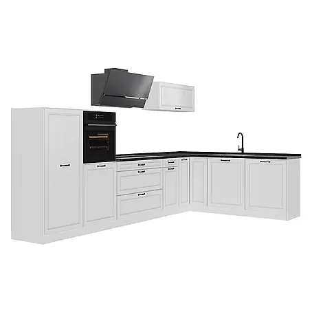 Eckküche R-Line 347 cm Weiß Landhaus Art.-Nr. 68289