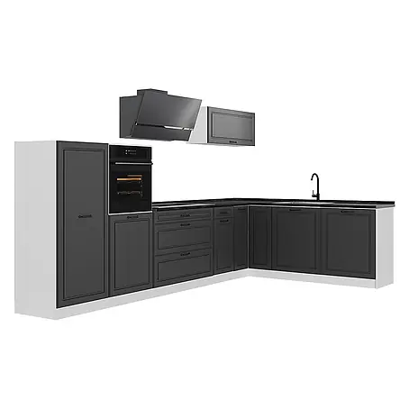 Eckküche R-Line 347 cm Anthrazit Landhaus Art.-Nr. 68285