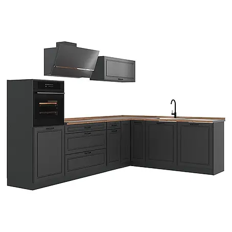 Eckküche R-Line 287 cm Anthrazit Landhaus Art.-Nr. 68199