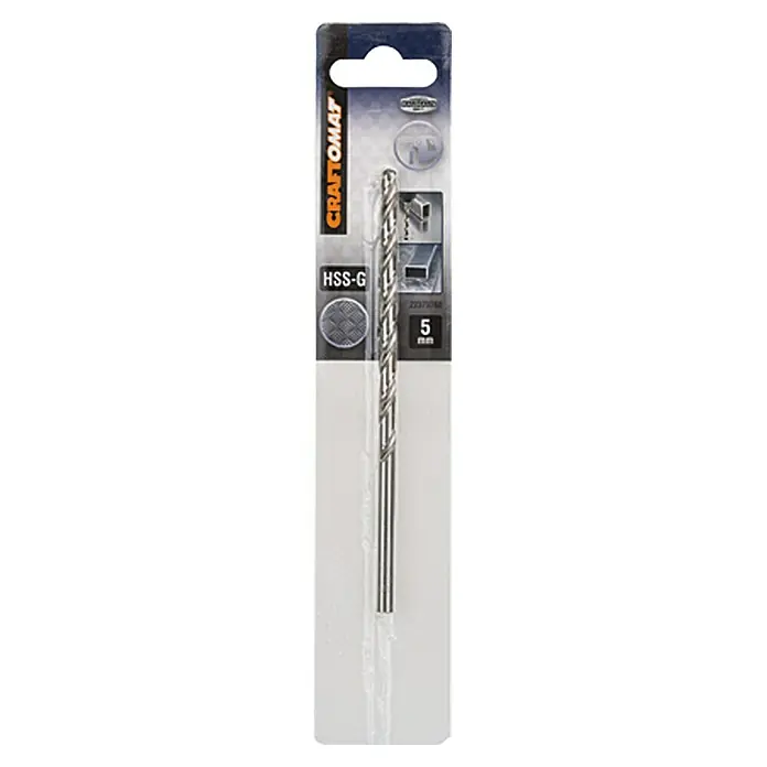 Craftomat Metallbohrer - Durchmesser Bohrer: 5 mm, Arbeitslänge: 87 mm - Verpackter 5-mm-HSS-G-Bohrer von Craftomat, ideal für präzise Bohrarbeiten in Metall und anderen Materialien.
