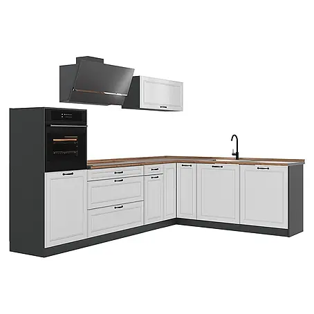 Eckküche R-Line 287 cm Weiß Landhaus Art.-Nr. 68203