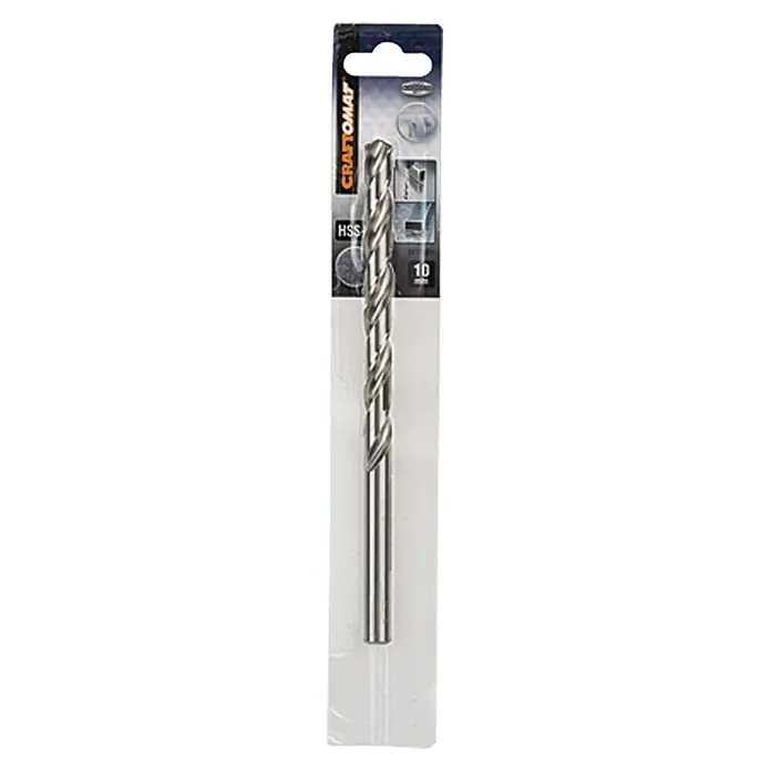 Craftomat Metallbohrer - Durchmesser Bohrer: 10 mm, Arbeitslänge: 121 mm - Ein 10 mm Craftomat HSS Bohrer in der Verpackung. Ideal für präzise Bohrungen in Metall und andere Materialien.