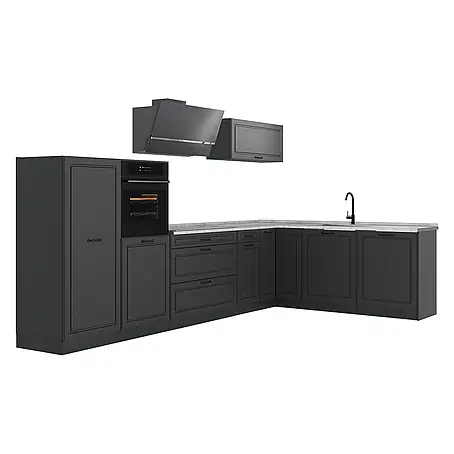 Eckküche R-Line 347 cm Anthrazit Landhaus Art.-Nr. 68261