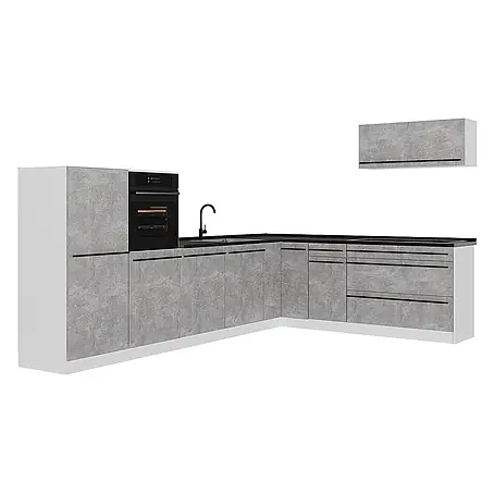 Eckküche R-Line 327 cm Beton Art.-Nr. 67577