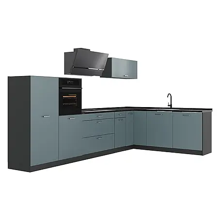 Eckküche R-Line 347 cm Blau-Grau Art.-Nr. 67597