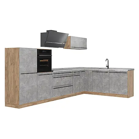 Eckküche R-Line 347 cm Beton Art.-Nr. 67607