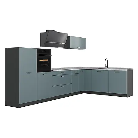Eckküche R-Line 347 cm Blau-Grau Art.-Nr. 67600