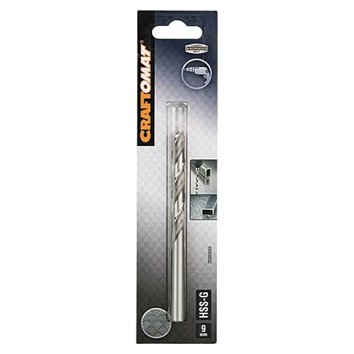 Craftomat Metallbohrer - Durchmesser Bohrer: 9 mm, Arbeitslänge: 81 mm - Metallbohrer Craftomat HSS-G, 9 mm, verpackt. Ideal zum Bohren von präzisen Löchern in Metall, Stahl und anderen Werkstoffen.