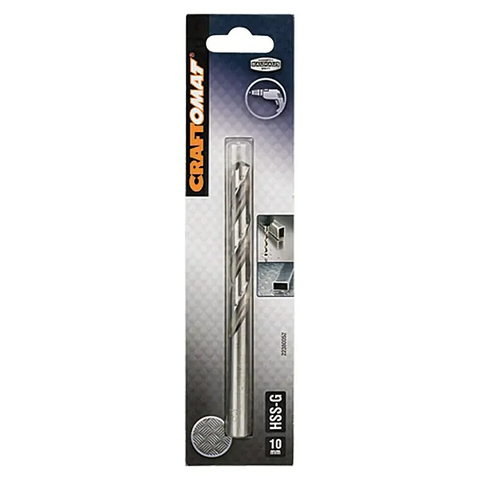 Craftomat Metallbohrer - Durchmesser Bohrer: 10 mm, Arbeitslänge: 87 mm - Eine Craftomat HSS-G Spiralbohrer-Packung in der Größe 10mm, ideal für präzise Bohrungen in Metall und andere Materialien.