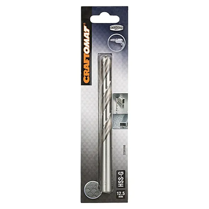 Craftomat Metallbohrer - Durchmesser Bohrer: 12,5 mm, Arbeitslänge: 101 mm - Craftomat HSS-G Spiralbohrer, 12.5 mm Durchmesser, ideal für präzise Bohrungen in Metall. Hochwertiger Bohrer für den professionellen Einsatz.