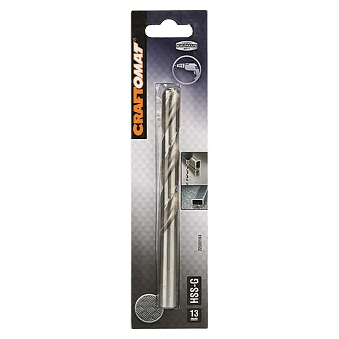 Craftomat Metallbohrer - Durchmesser Bohrer: 13 mm, Arbeitslänge: 101 mm - Verpackte Craftomat HSS-G Metallbohrer mit 13mm Durchmesser, ideal für präzise Bohrungen in Metall. Das Werkzeug für jeden Handwerker.