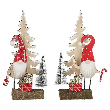Figura decorativa navideña Árbol con gnomo