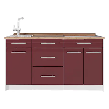 Küchenblock Fame-Line 150 cm Bordeaux Hochglanz Art.-Nr. 70427
