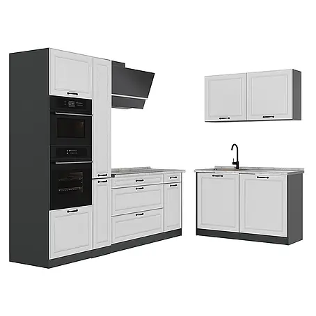 Eckküche R-Line 230 cm Weiß Landhaus Art.-Nr. 68168