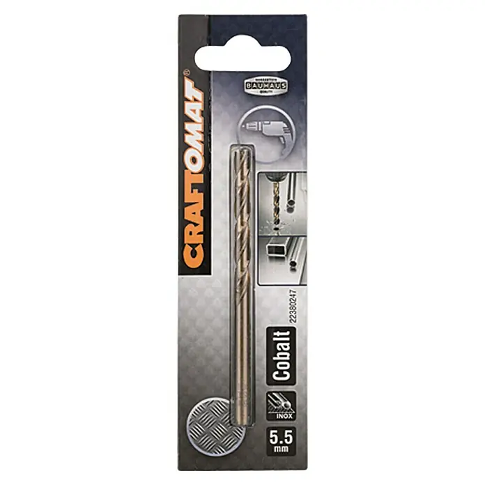 Craftomat Metallbohrer - HSS-Co, Durchmesser Bohrer: 5,5 mm - Foto einer Craftomat Cobalt Bohrerpackung, 5,5 mm, für präzise Bohrungen in Metall und Edelstahl, ideal für Handwerker und Heimwerkerprojekte.