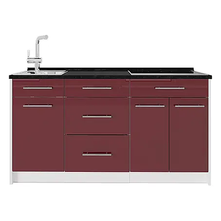 Küchenblock Fame-Line 150 cm Bordeaux Hochglanz Art.-Nr. 70426