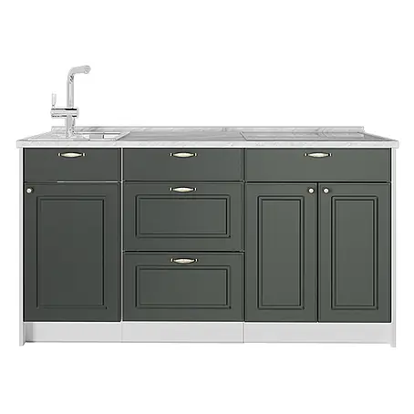 Küchenblock Fame-Line 150 cm Grün-Gold Landhaus Art.-Nr. 70424