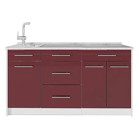 Küchenblock Fame-Line 150 cm Bordeaux Hochglanz Art.-Nr. 70429