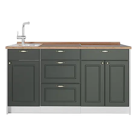 Küchenblock Fame-Line 150 cm Grün-Gold Landhaus Art.-Nr. 70423