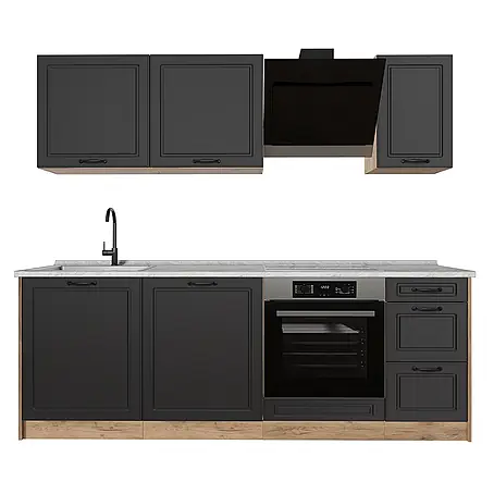 Küchenzeile R-Line 220 cm Anthrazit Landhaus Art.-Nr. 67876