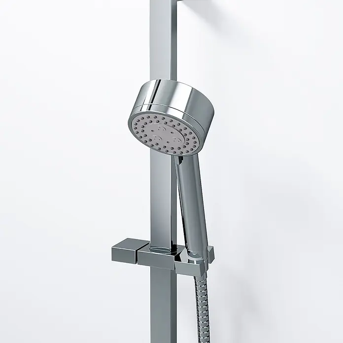 Steinberg Serie 135 Brausegarnitur, Handbrause 3-Fach vestellbar, -  - Verchromter Handbrausekopf mit quadratischer Duschstange und flexiblem Schlauch.