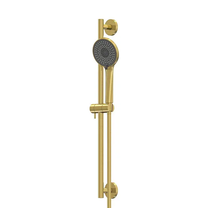 Steinberg Serie 340 Brausegarnitur, inklusive Handbrause, 3-fach -  - Gebürstetes goldenes Duschset mit Handbrause und verstellbarer Brausestange.