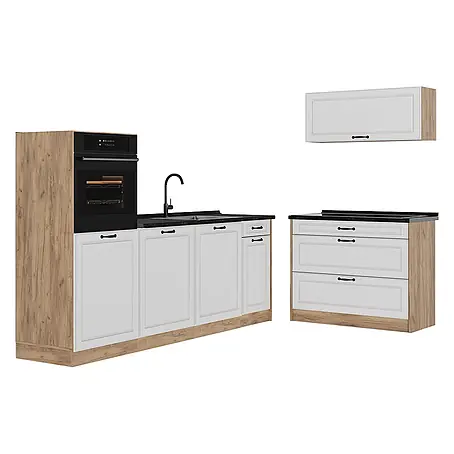 Küchenzeile R-Line 220 cm Weiß Landhaus Art.-Nr. 68133