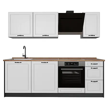 Küchenzeile R-Line 220 cm Weiß Landhaus Art.-Nr. 67831