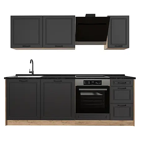 Küchenzeile R-Line 220 cm Anthrazit Landhaus Art.-Nr. 67874