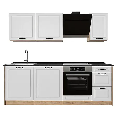 Küchenzeile R-Line 220 cm Weiß Landhaus Art.-Nr. 67881
