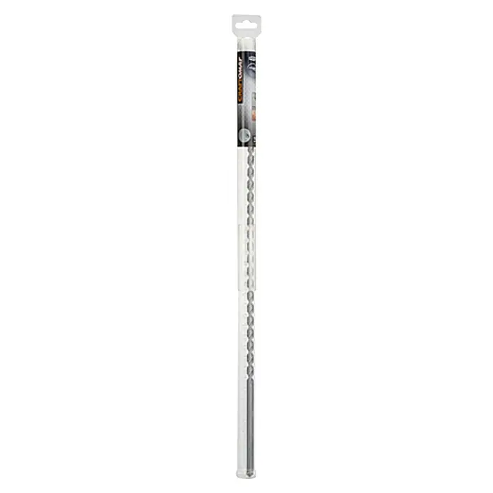 Craftomat Broca para hormigón y mampostería - Diámetro de la broca: 10 mm, Largo: 600 mm - Imagen de una broca para mampostería Craftomat extra larga en su embalaje. Ideal para hacer agujeros profundos en piedra y mampostería.
