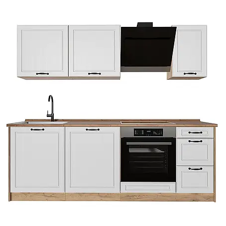 Küchenzeile R-Line 220 cm Weiß Landhaus Art.-Nr. 67879