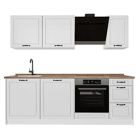 Küchenzeile R-Line 220 cm Weiß Landhaus Art.-Nr. 67891