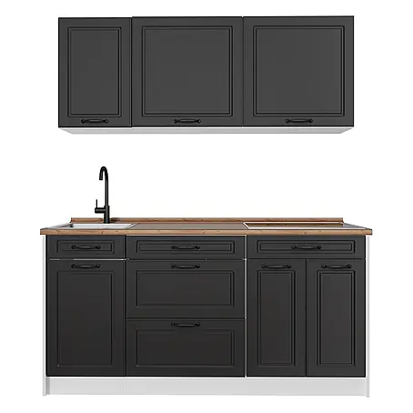 Singleküche R-Line 160 cm Anthrazit Landhaus Art.-Nr. 67743