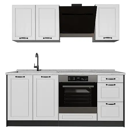 Singleküche R-Line 180 cm Weiß Landhaus Art.-Nr. 67760