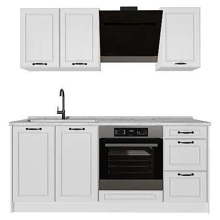 Singleküche R-Line 180 cm Weiß Landhaus Art.-Nr. 67820