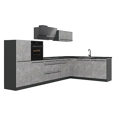 Eckküche R-Line 347 cm Beton Art.-Nr. 67593