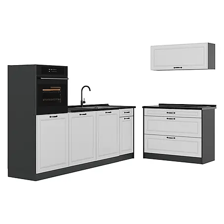 Küchenzeile R-Line 220 cm Weiß Landhaus Art.-Nr. 68118