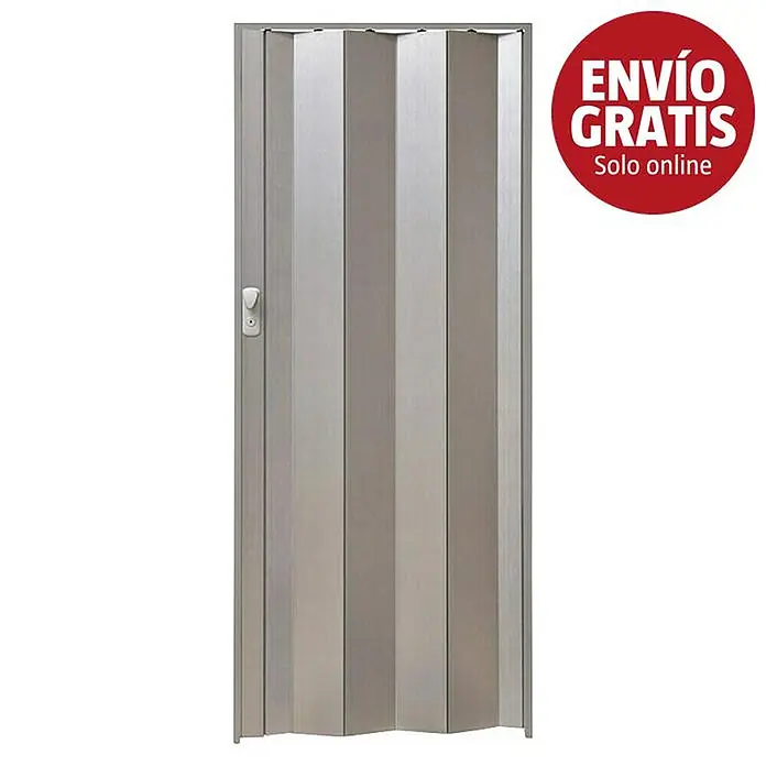 Grosfillex Puerta plegable Spacy - 84 x 205 cm, Plata - Puerta plegable de acordeón gris plata con maneta.