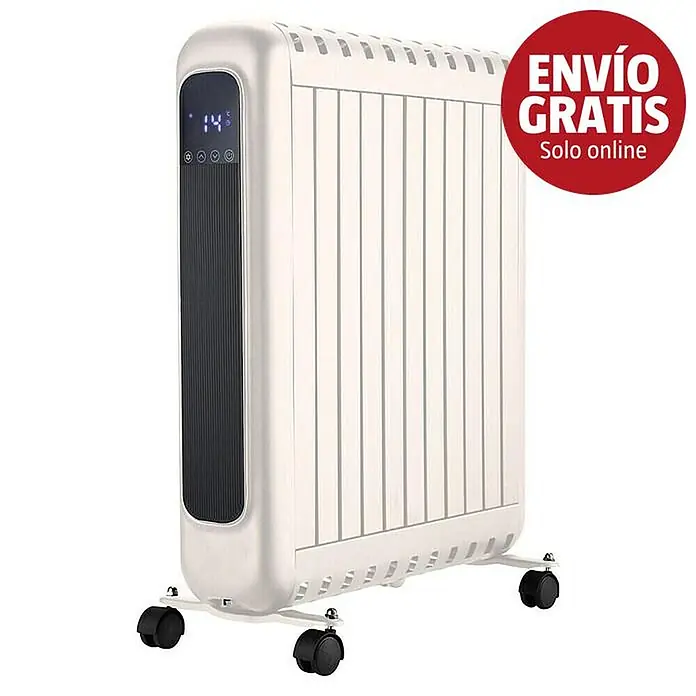 Rointe Radiador eléctrico Style - 1.000 W - 2.000 W, Blanco, 14 x 41,5 x 66 cm - Radiador eléctrico blanco portátil con pantalla digital de temperatura y controles.