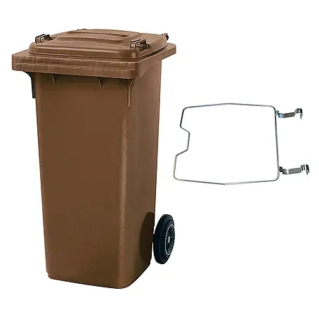 BRB Mülltonne MGB 120 Liter, mit Klemmring für Müllsäcke (braun)