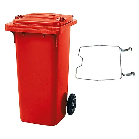 BRB Mülltonne MGB 120 Liter, mit Klemmring für Müllsäcke (rot)