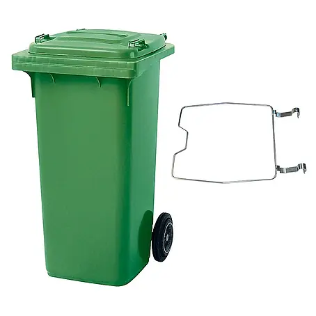BRB Mülltonne MGB 120 Liter, mit Klemmring für Müllsäcke (grün)
