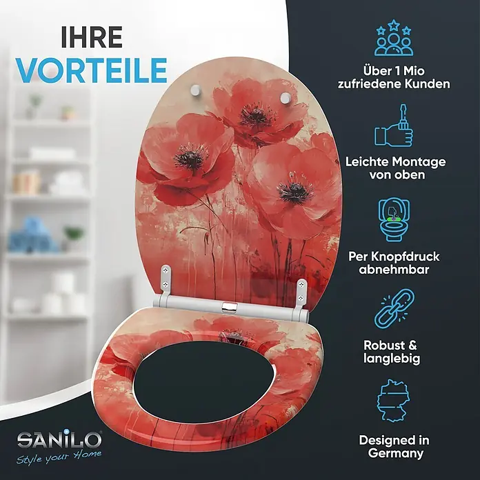 WC-Sitz mit Absenkautomatik & Top Fix Poppy - 