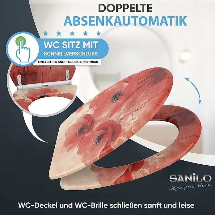 WC-Sitz mit Absenkautomatik & Top Fix Poppy - 